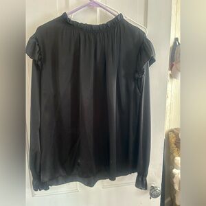 Chic Black Ruffled Women's Blouse